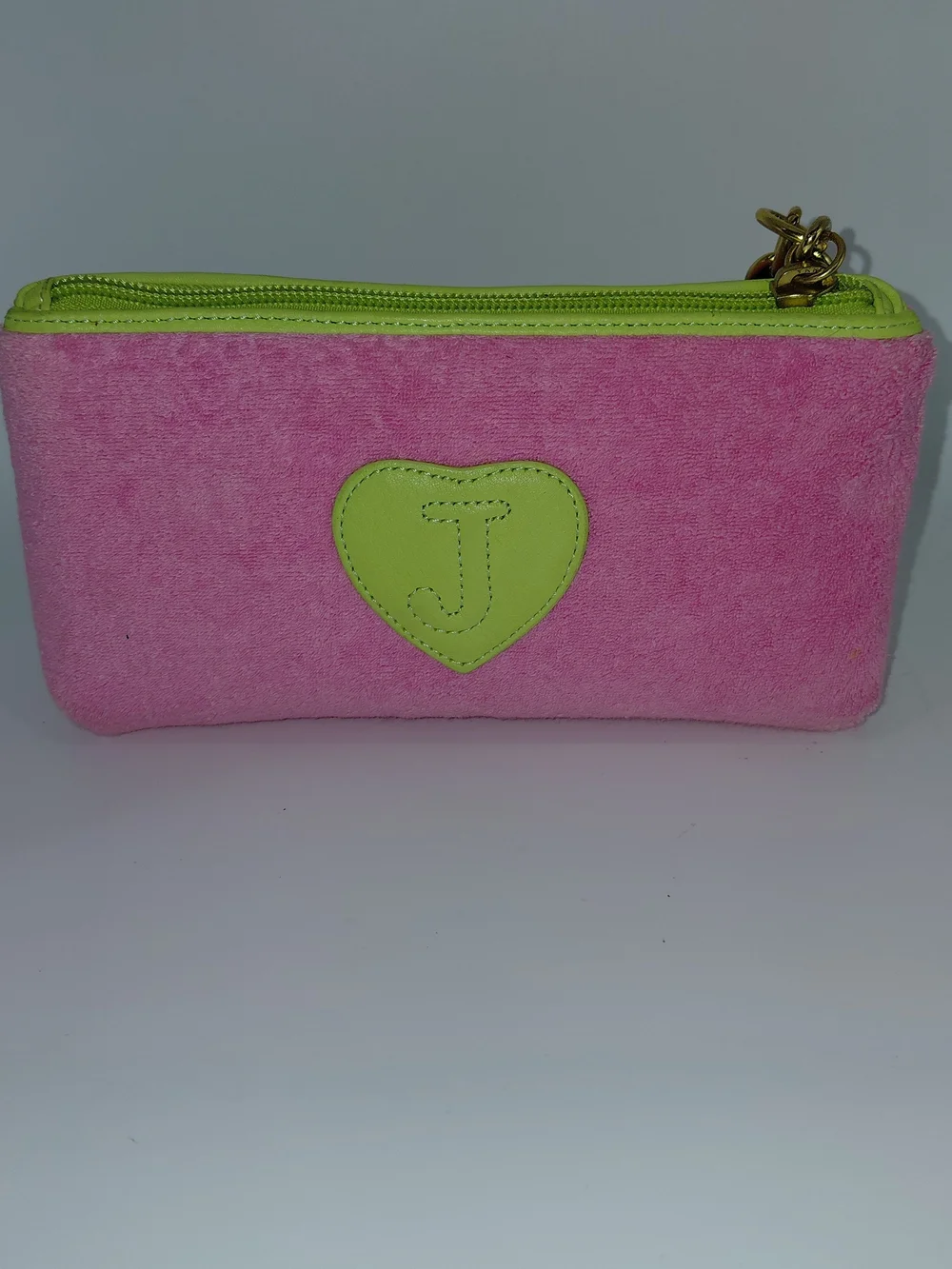 Y2K Juicy Couture Pink 'Love Juicy' Zip Terry Cloth Cosmetic Pouch VGC